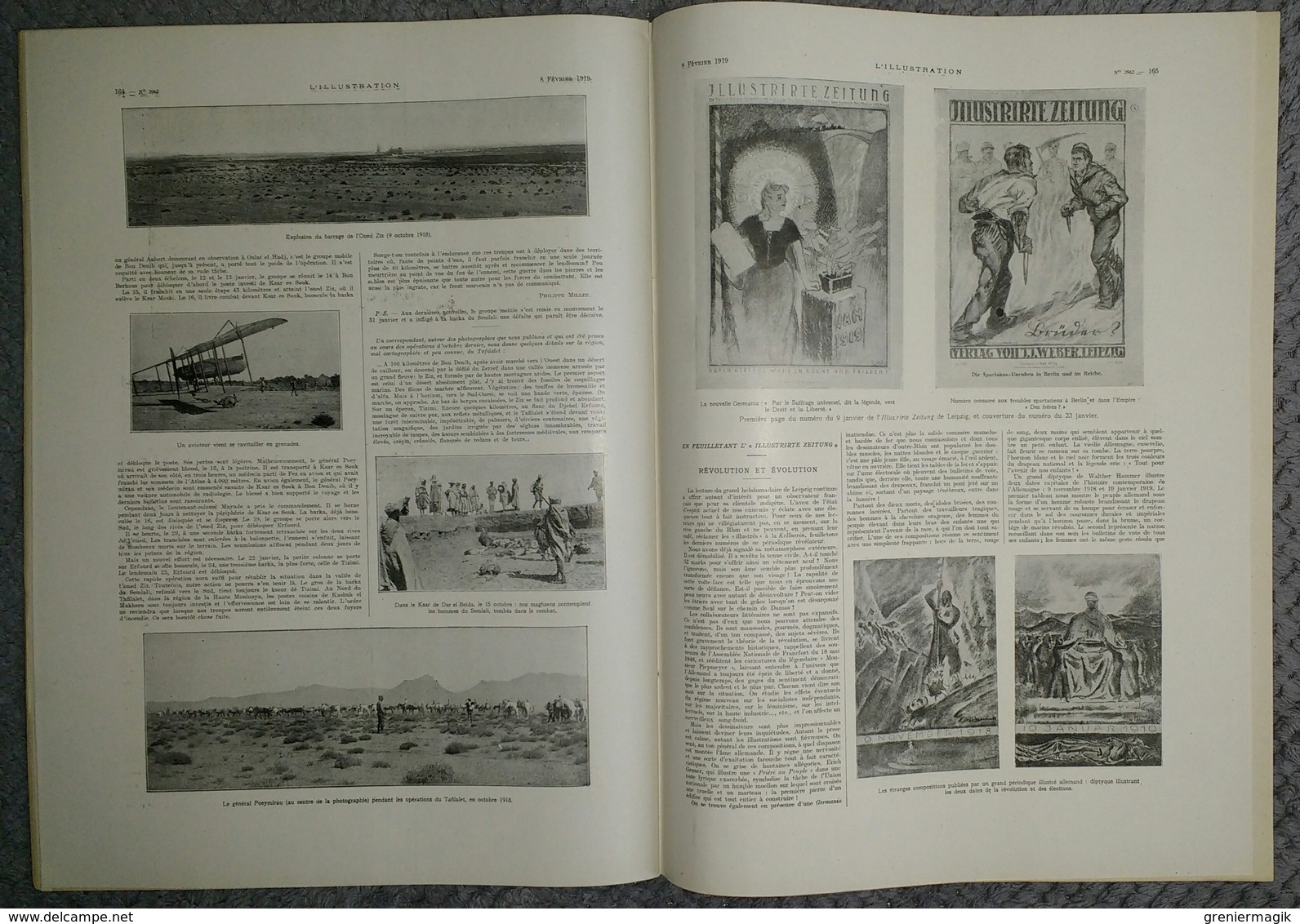 L'Illustration 3962 8 février 1919 Wilson/Faux Rodin/Louis Barthou/Maroc Tafilalet/Le comité des forges/Roosvelt/Lille