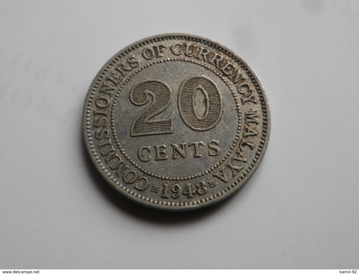 Malaysie Malaya Commissioners Of Currency  20 Cents   1948  George VI   Km#9   TTB Cupronickel - Malaysie