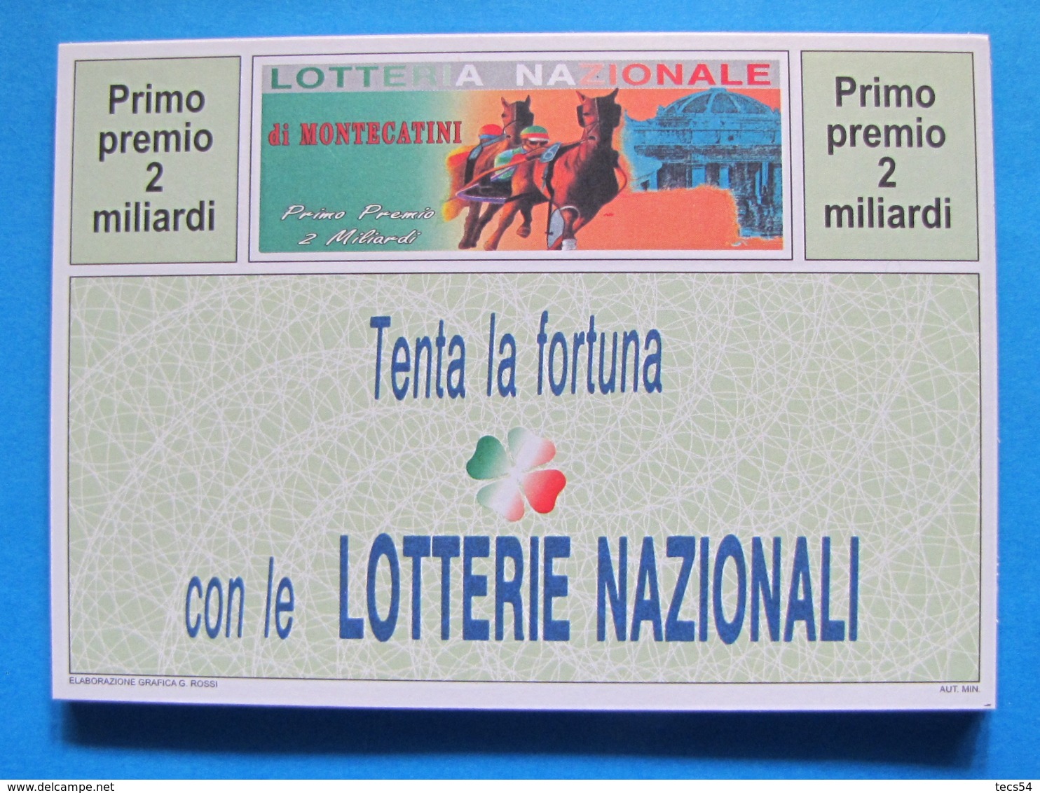 CARTOLINA LOTTERIA NAZIONALE MONTECATINI 1993 - Biglietti Della Lotteria