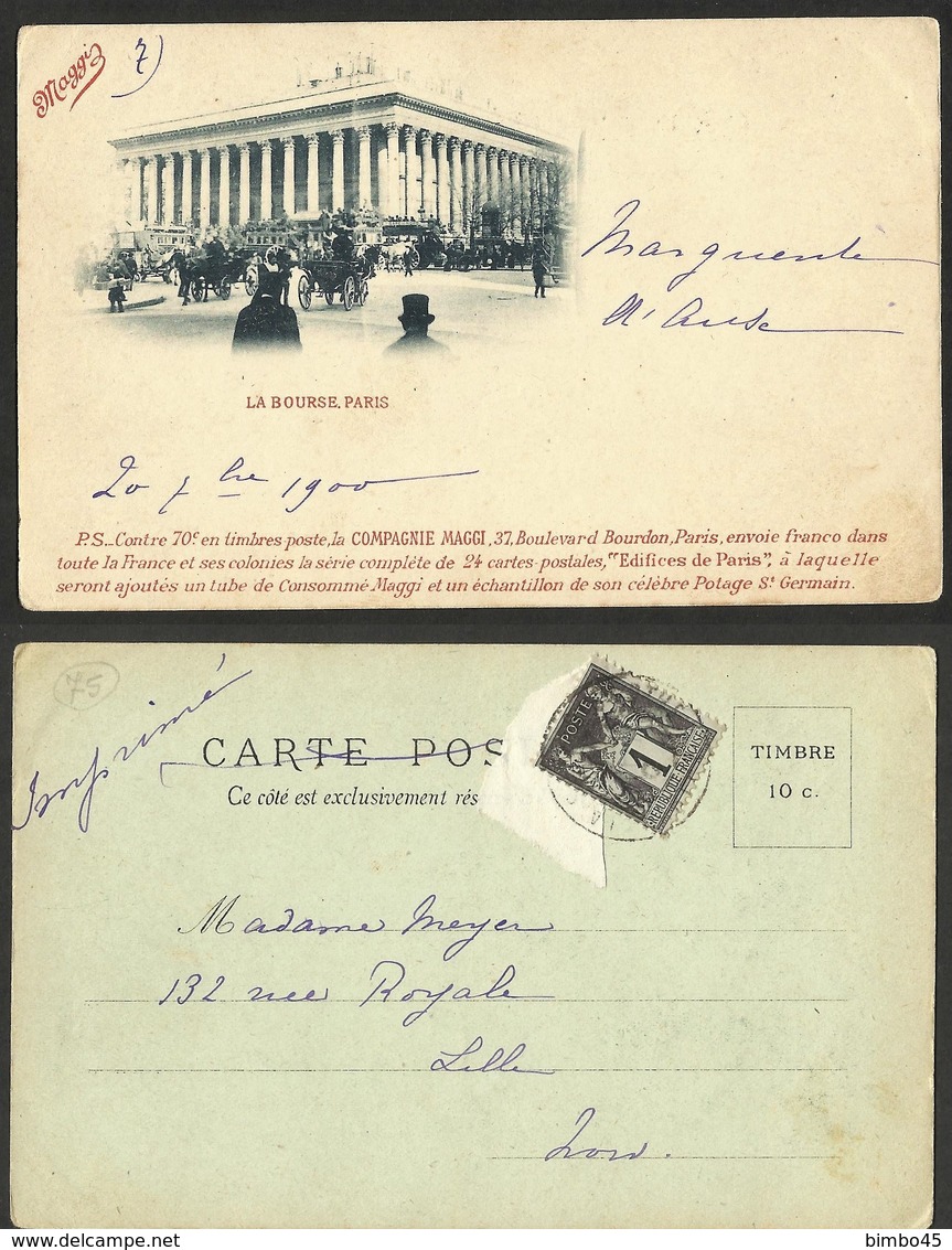 PARIS- LA BOURSE --serie De Cartes Postales EDIFICES DE PARIS La COMPAGNIE MAGGI - Andere Monumenten, Gebouwen