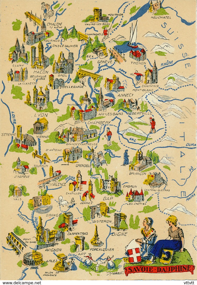 CARTE GEOGRAPHIQUE, BARRE DAYEZ (1942), REGIONS DE FRANCE, SAVOIE-DAUPHINE, 1259 P - Cartes Géographiques