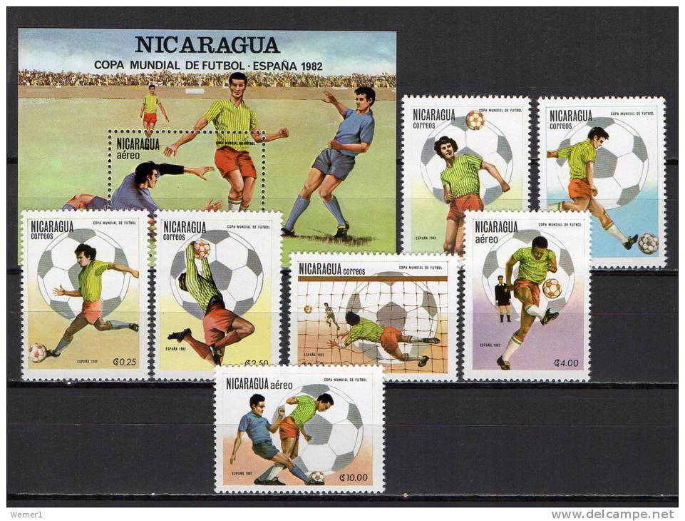 Nicaragua 1982 Football Soccer World Cup Set Of 7 + S/s MNH - 1982 – Spain