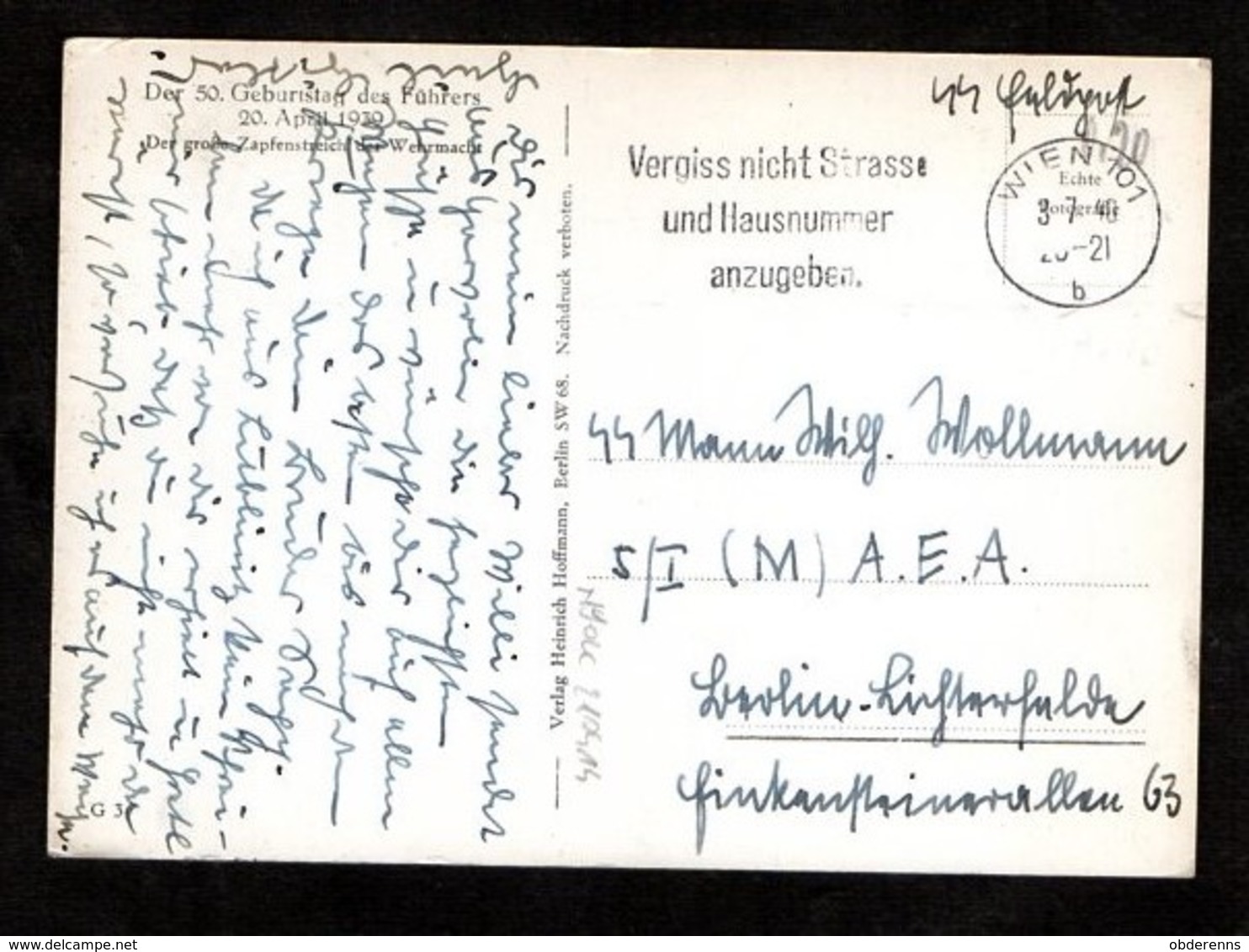 S/w Ak  P.Hoffmann Serie Nr. G 3, Geburtstagsserie 20.04.1939, Der Große Zapfenstreich Der Wehrmacht, Xx Feldpost! - Lettres & Documents