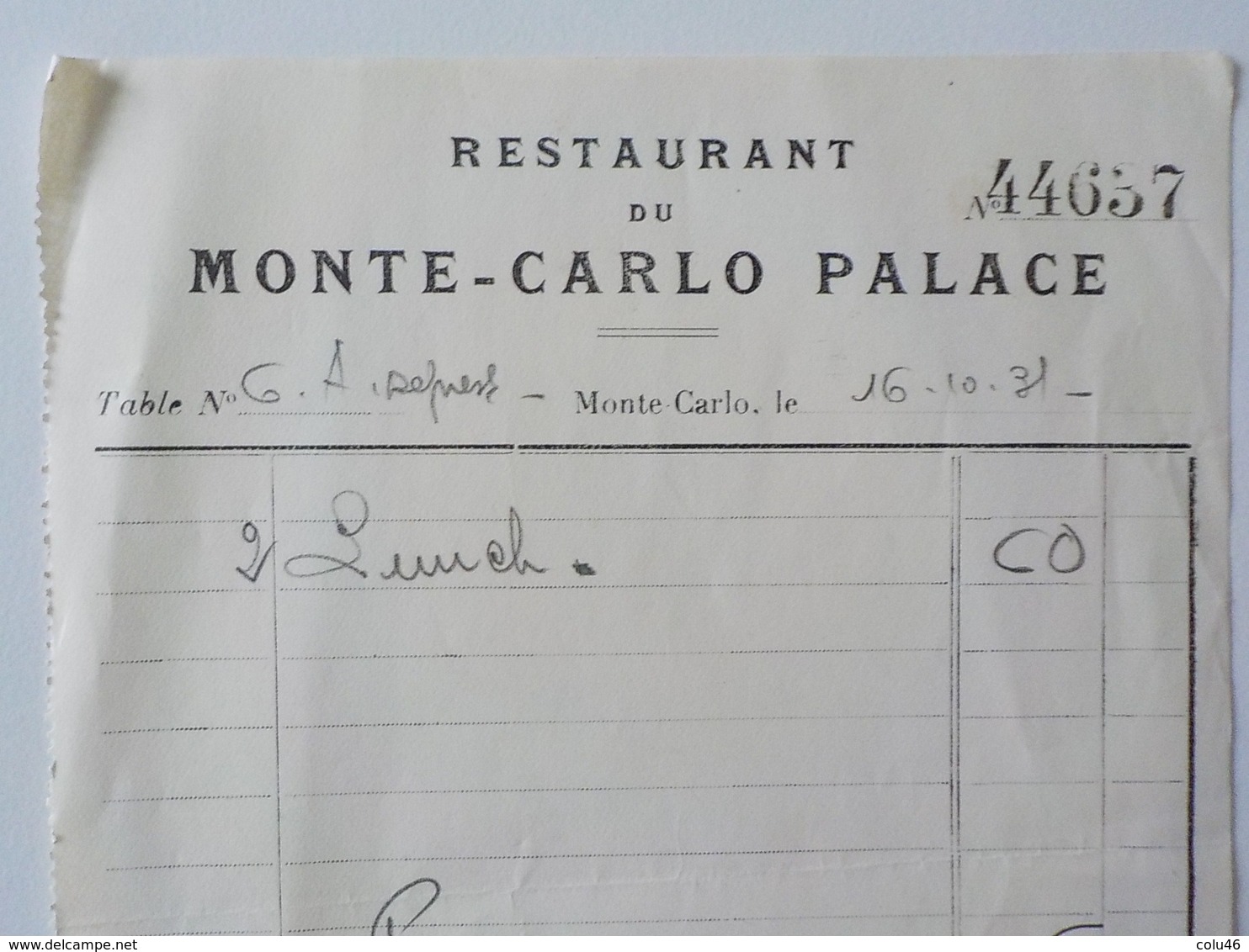 1931 Hôtel Monte-Carlo Palace Menu Cartonné + Menu Restaurant - Monte-Carlo