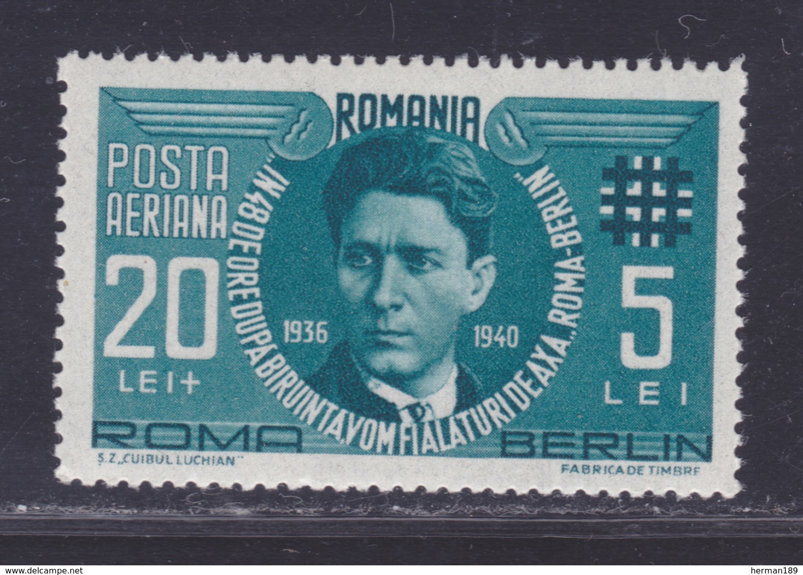 ROUMANIE AERIENS N°   31 ** MNH Neuf Sans Charnière, TB (D8706) Effigie De Codreanu - 1940 - Nuevos