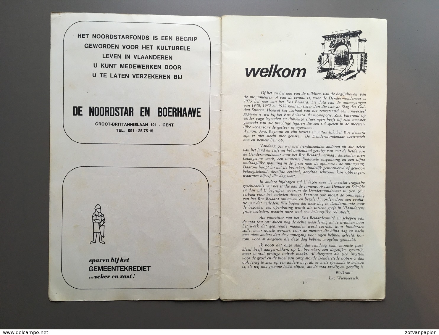 DENDERMONDE - Ommegang Ros Beiaard - Programmaboekje 1975 - Dendermonde