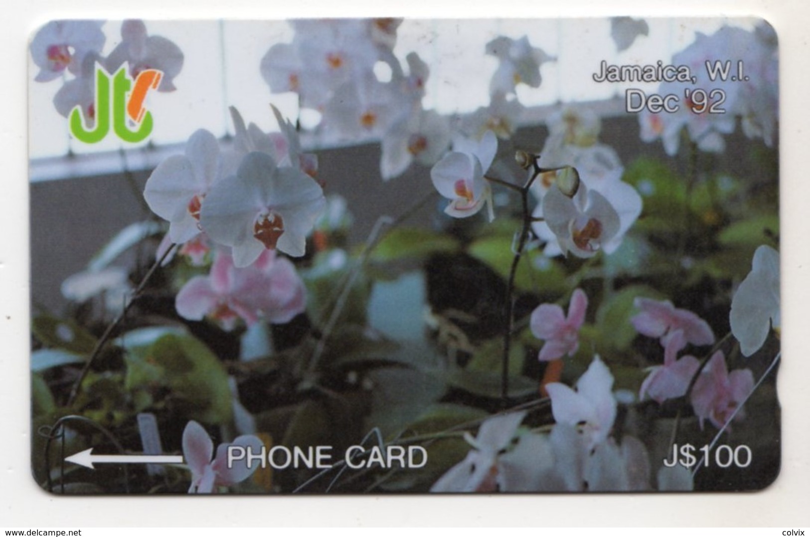 JAMAIQUE REF MV CARDS JAM-11D 100$ Annee 1993 CN : 11JAMD WHITE ORCHIDEE - Jamaïque