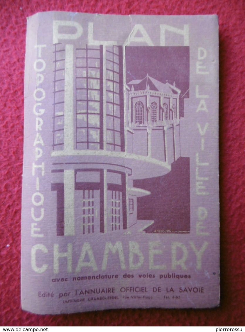 CHAMBERY PLAN TOPOGRAPHIQUE 1936 ?   Dim 83 X 54 - Cartes Topographiques