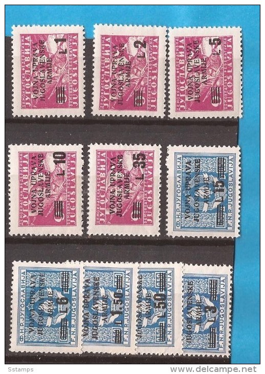 1947  67-76  JUGOSLAVIJA AMMINISTRAZIONE MILITARE TRIESTE  VOJNA UPRAVA OVERPRINT MNH - Occ. Yougoslave: Istria