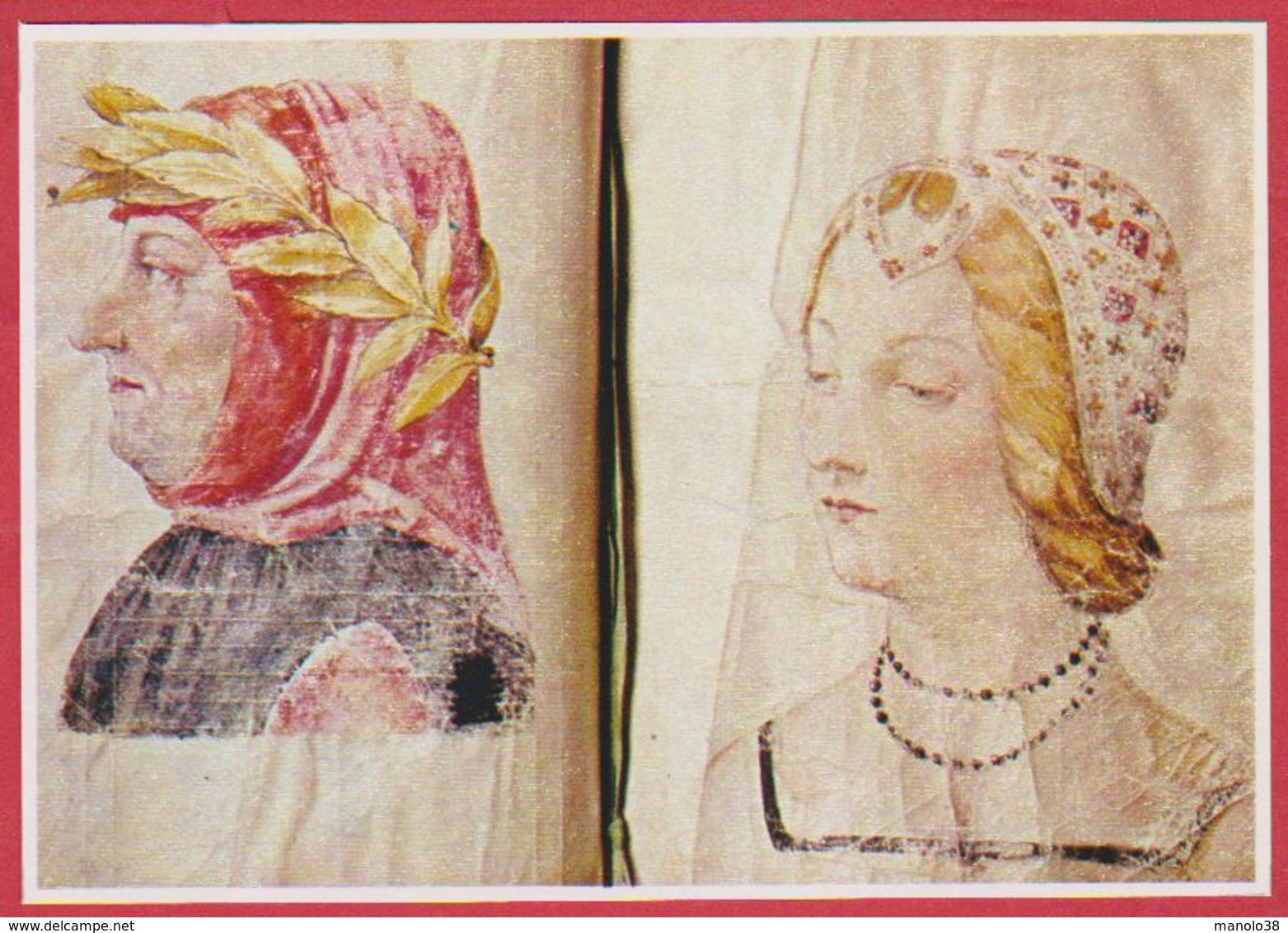 Pétrarque Et Laure. Peinture Du " Conzoniere". Bibliothèque Laurentienne. Florence. Italie. Encyclopédie De 1970. - Autres & Non Classés