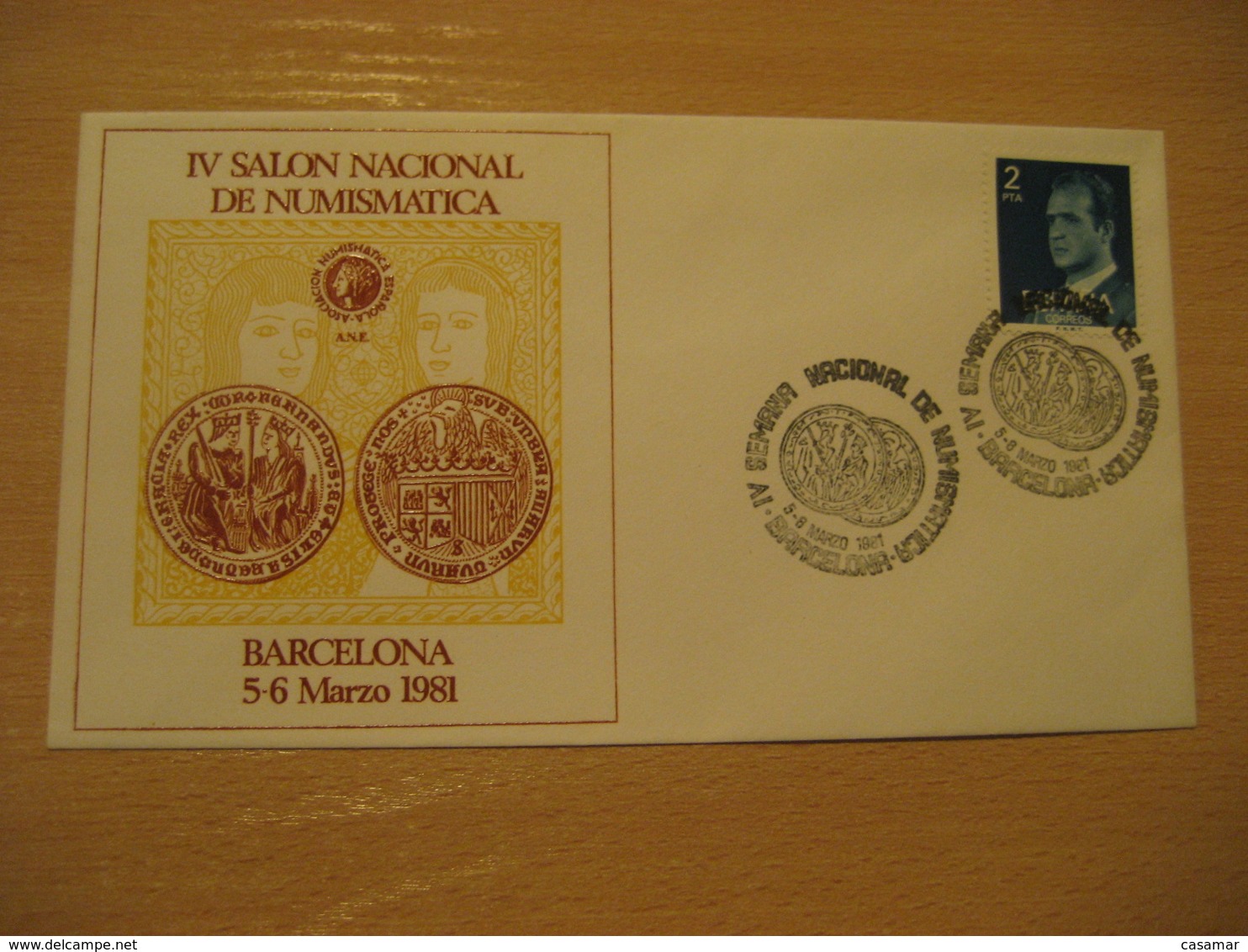 BARCELONA 1981 Salon Semana Numismatica Monedas Moneda Cancel Cover SPAIN Coin Coins Numismatics Numismatique - Münzen