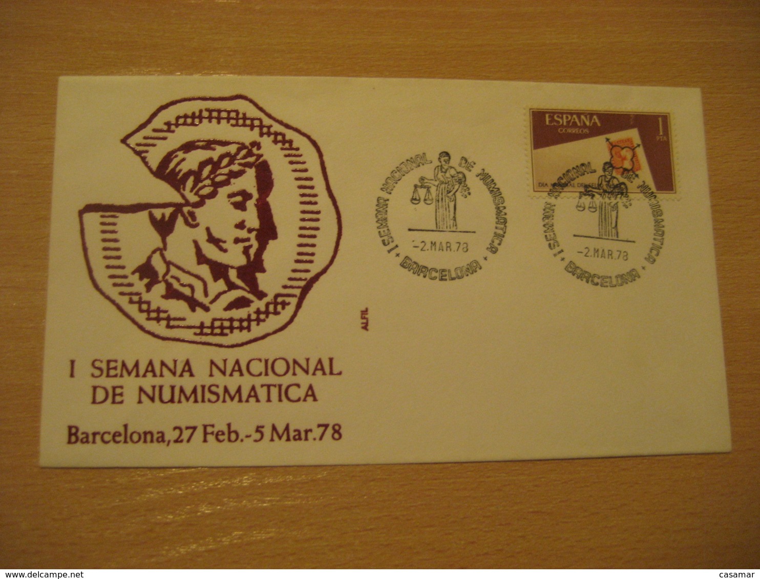 BARCELONA 1978 Semana Numismatica Monedas Moneda Cancel Cover SPAIN Coin Coins Numismatics Numismatique - Münzen