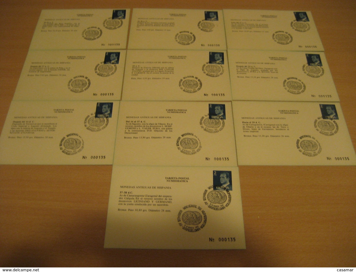 BARCELONA 1981 Semana Numismatica Cancel 10 Set Post Card Monedas Moneda SPAIN Coin Coins Numismatics Numismatique - Münzen
