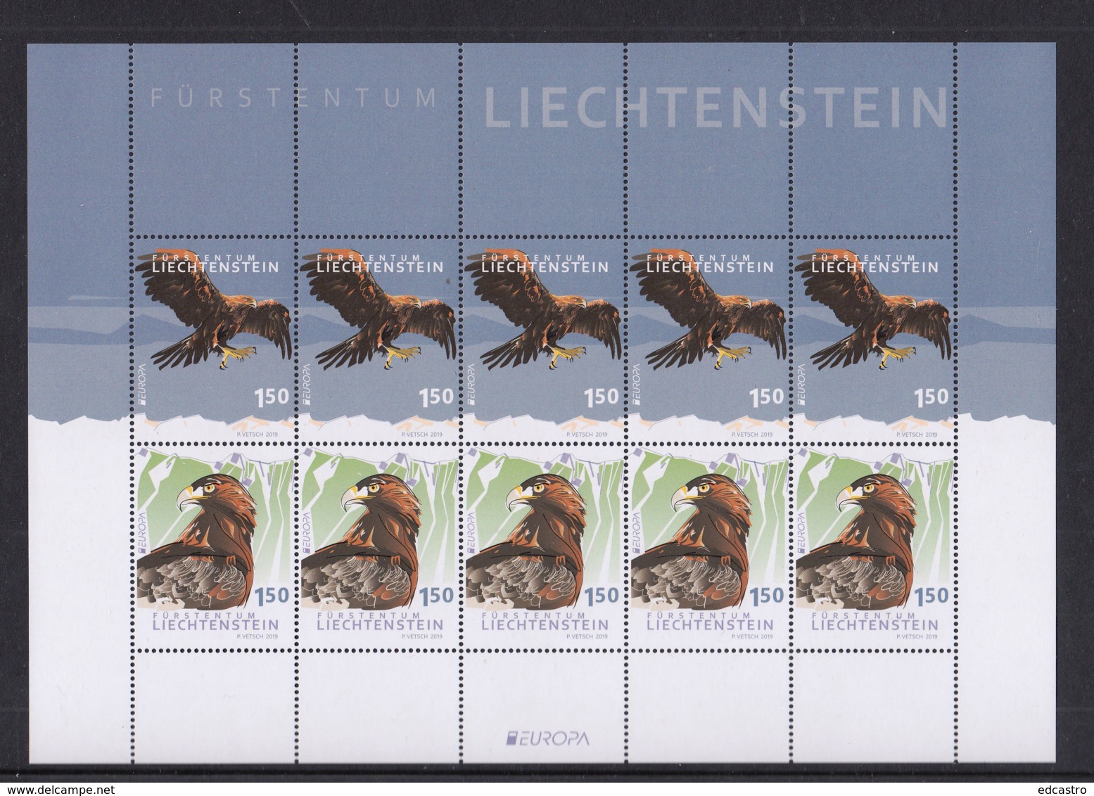 10.- LIECHTENSTEIN 2019  COMPLETE SHEET EUROPA 2019 BIRDS - 2019