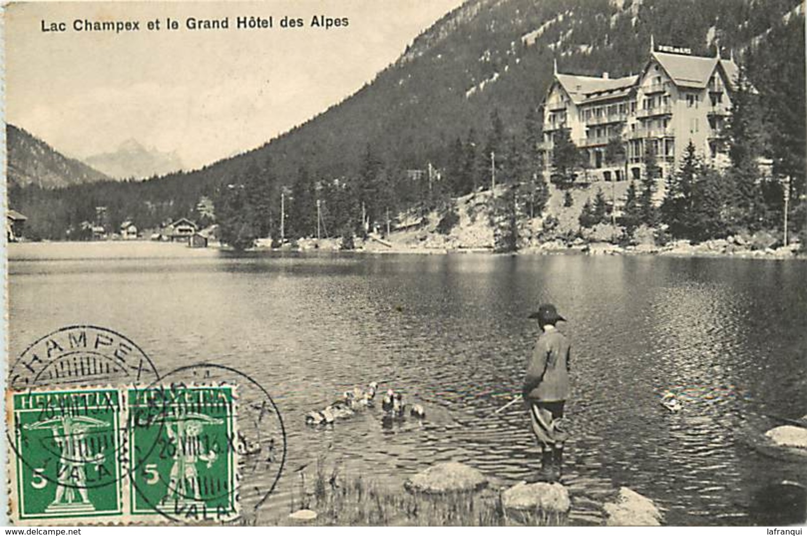 Pays Div-ref R583- Suisse - Lac Champex Et Le Grand Hotel Des Alpes  - Carte Bon Etat - - Cham