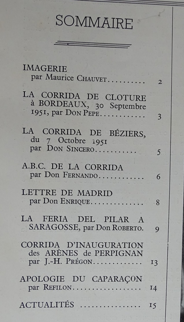 Revue Corrida - Ors Et Lumières N 10 - Oct 1951 (tauromachie ,arènes,) - Autres & Non Classés