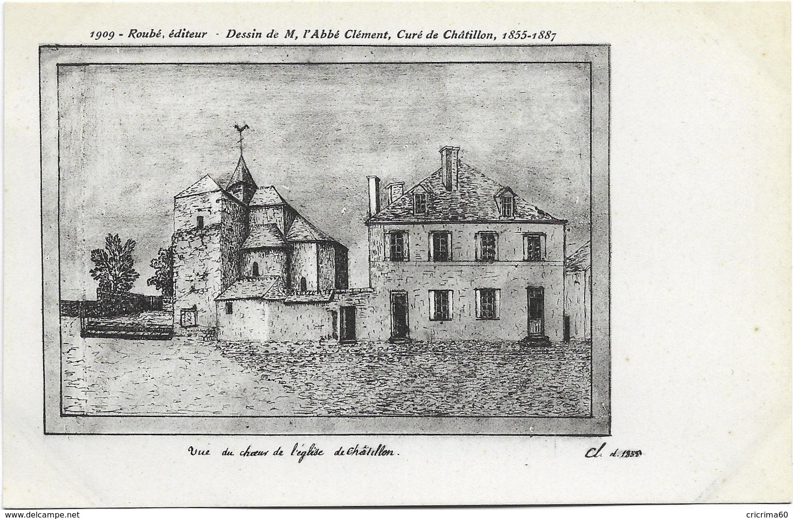 58 - CHÂTILLON-en-BAZOIS - Vue Du Choeur De L'église De Châtillon. Dessin De M. L'Abbé Clément. - Chatillon En Bazois