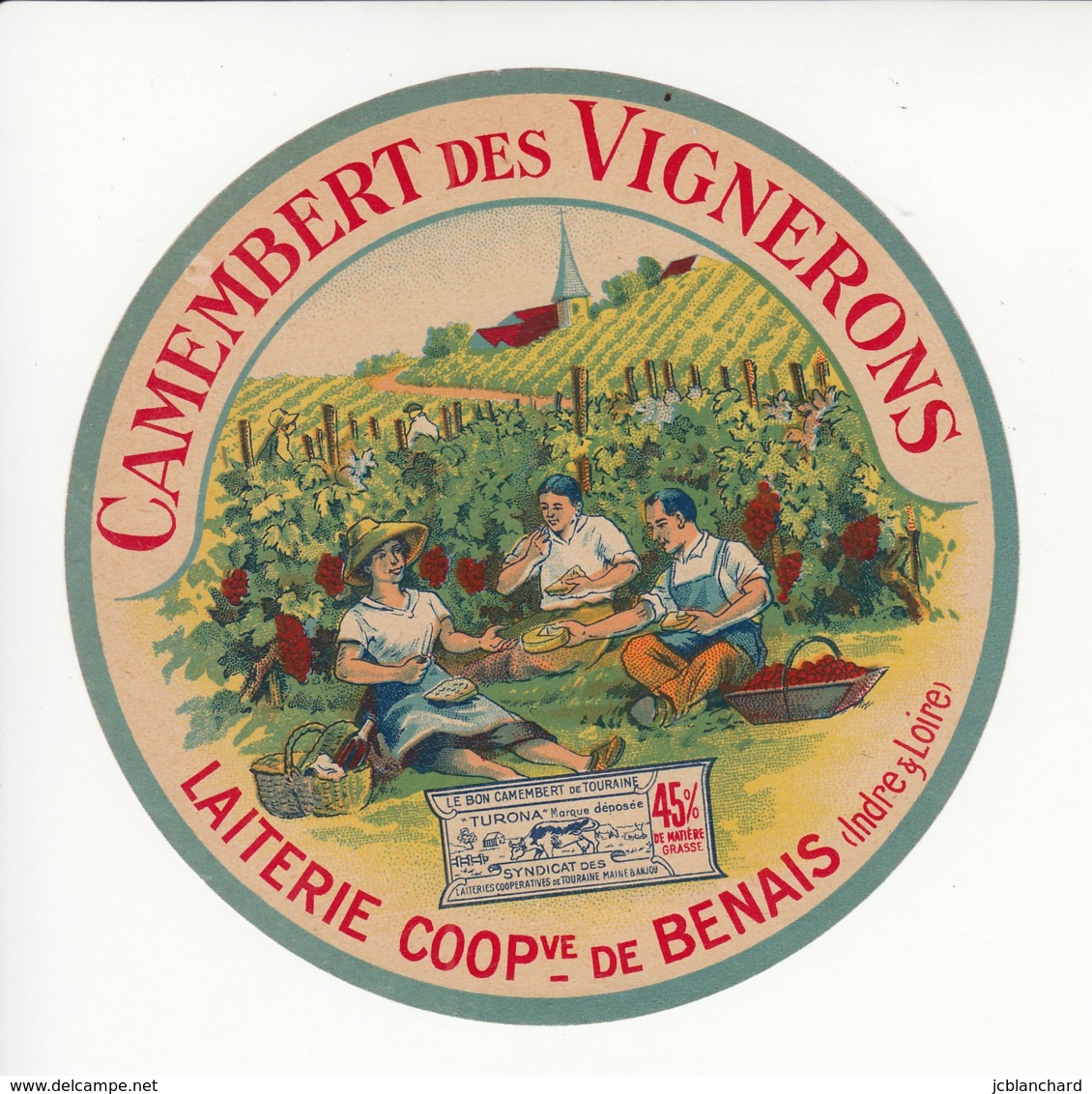 Etiquette De Fromage Camembert Des Vignerons - Benais - Indre Et Loire. - Kaas