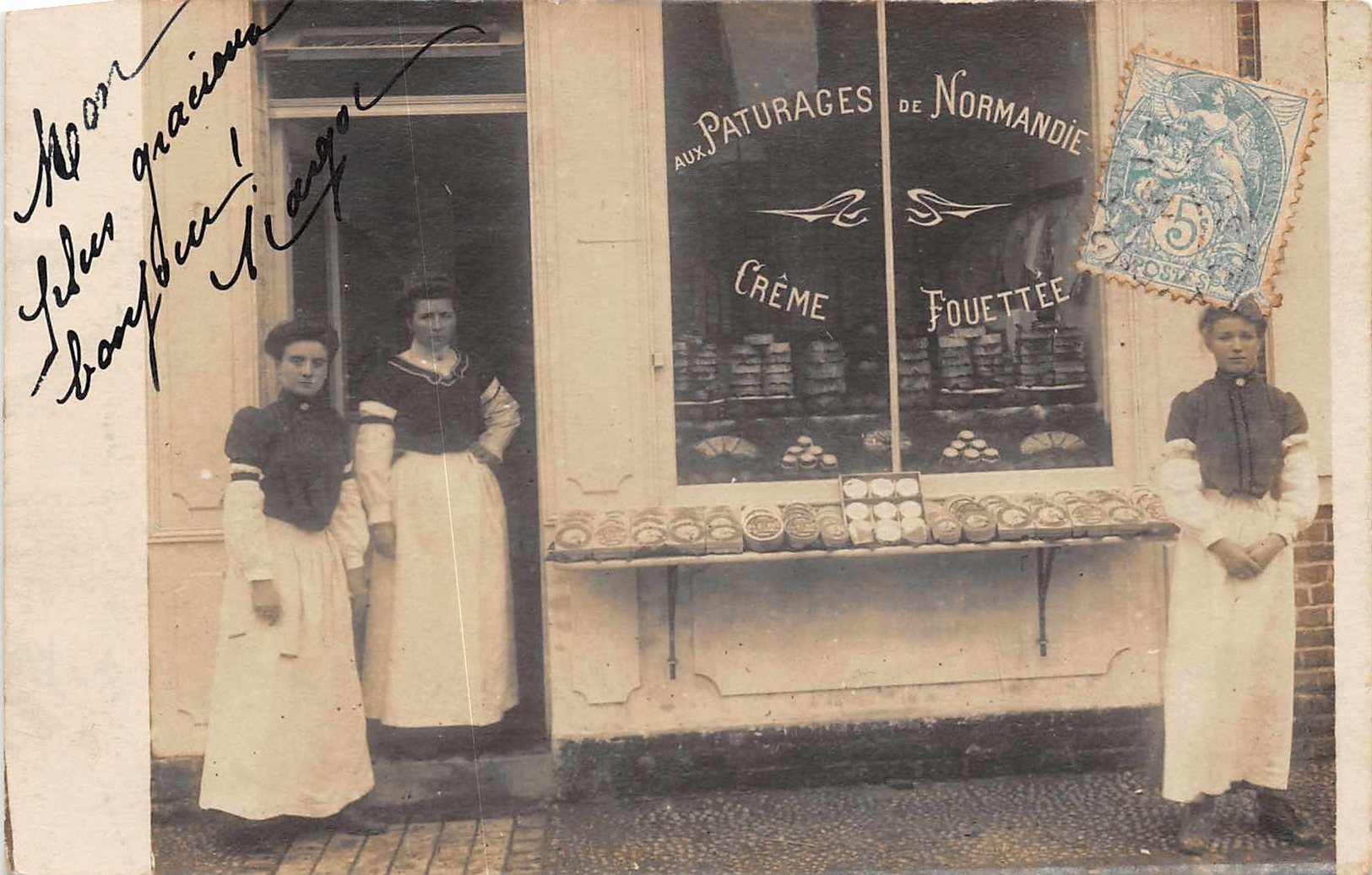 COMMERCE  -  Carte Photo Animée Devanture " Aux Paturages De Normandie " Cremerie , Fromage..( Non Localisée ) - Magasins