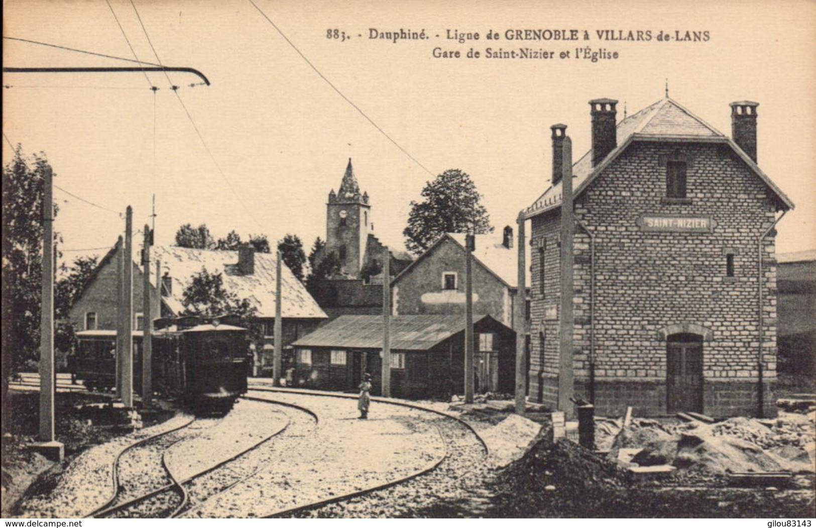 Isere, Saint Nizier, Gare Et L Eglise, Ligne De Grenoble A Villard De Lans       (bon Etat) - Autres & Non Classés