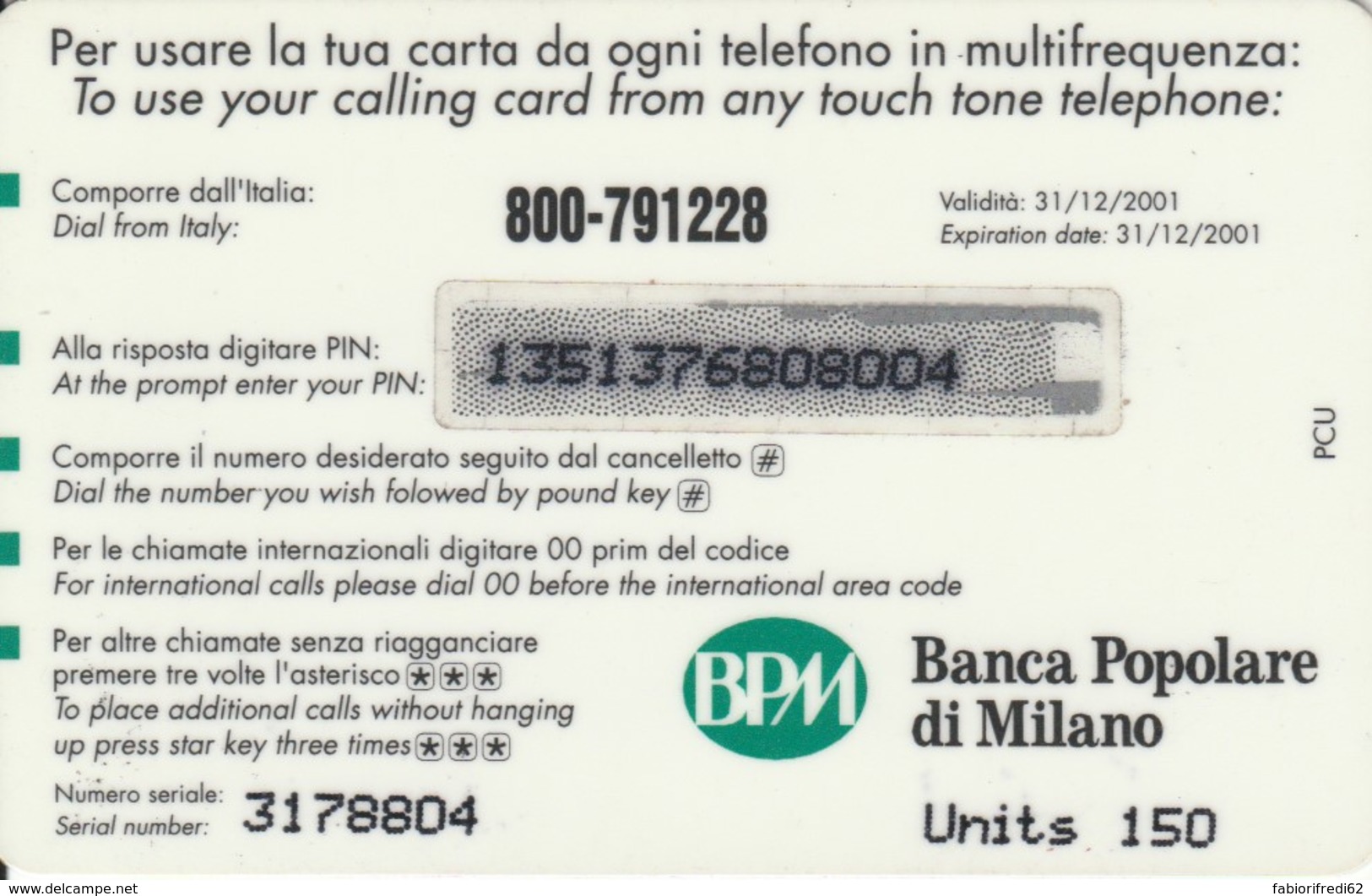 PREPAID PHONE CARD ITALIA PADRE PIO (PM1975 - GSM-Kaarten, Aanvulling & Voorafbetaald