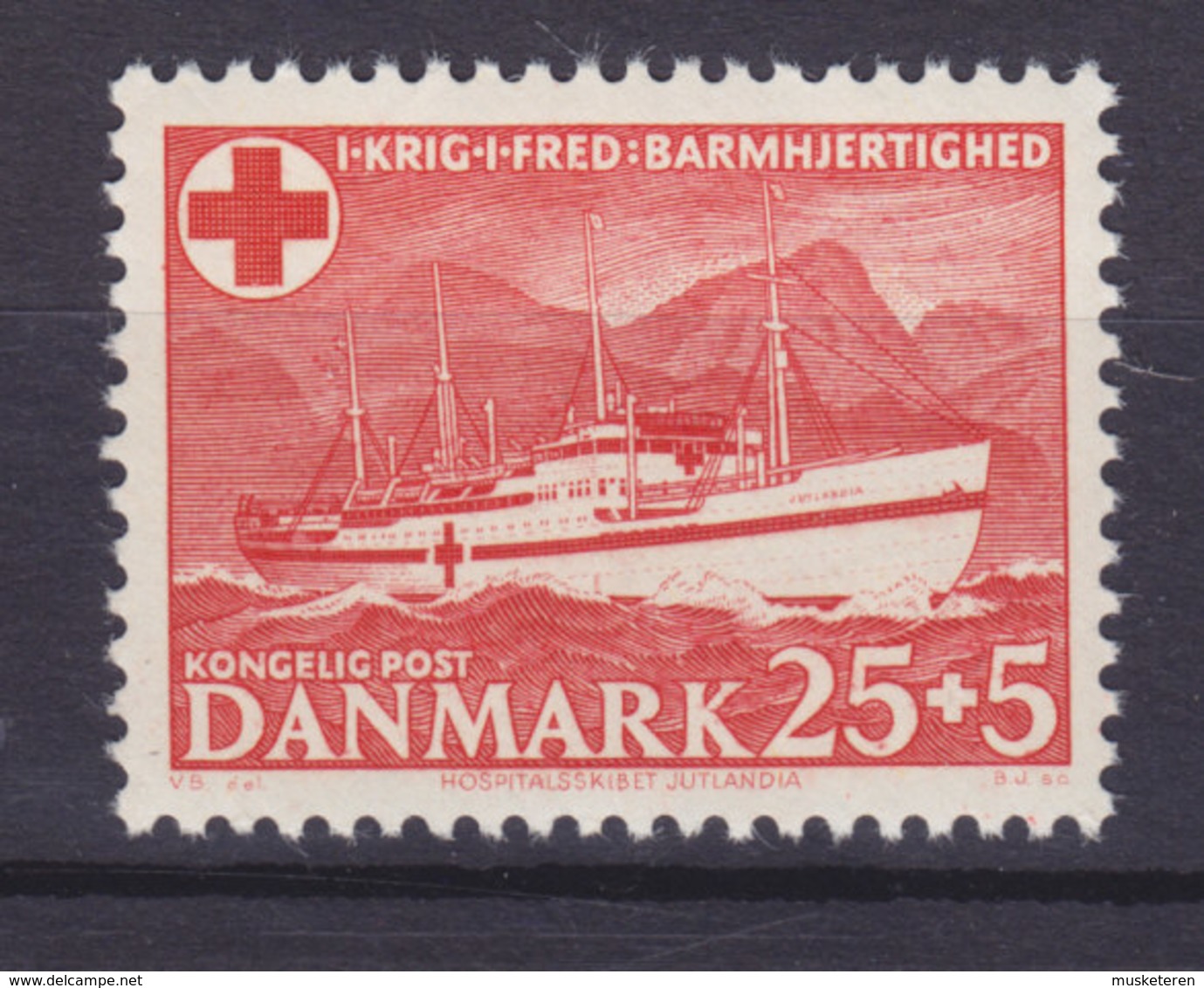 Denmark 1951 Mi. 329 25 + 5 Øre Lazaret Ship Lazarettschiff Jutlandia Red Cross Rotes Kreuz Croix Rouge MNH** - Unused Stamps