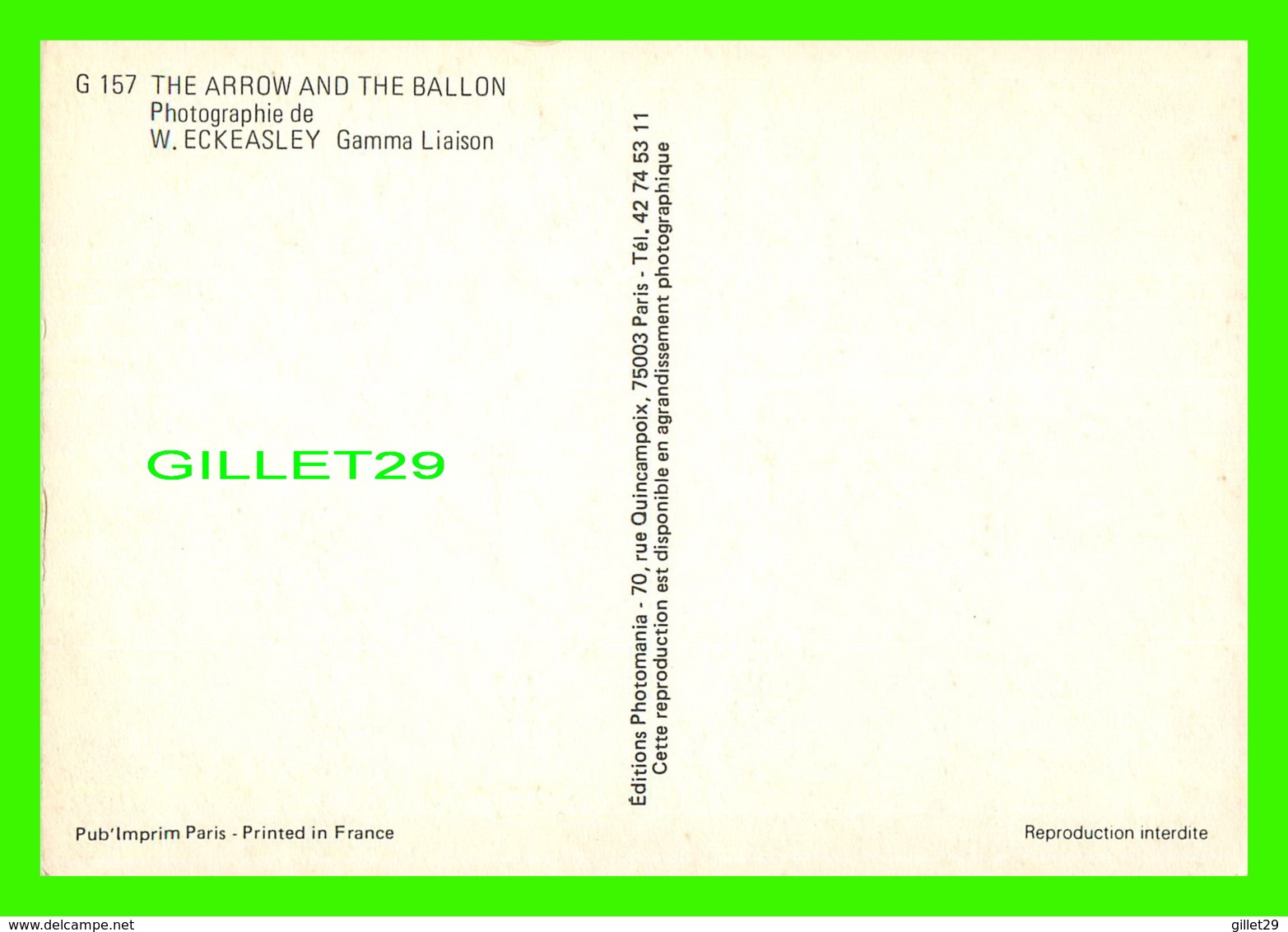 ADVERTISING, PUBLICITÉ - THE ARROW AND THE BALLON BY W. ECKEASLEY - GAMMA LIAISON - - Publicité