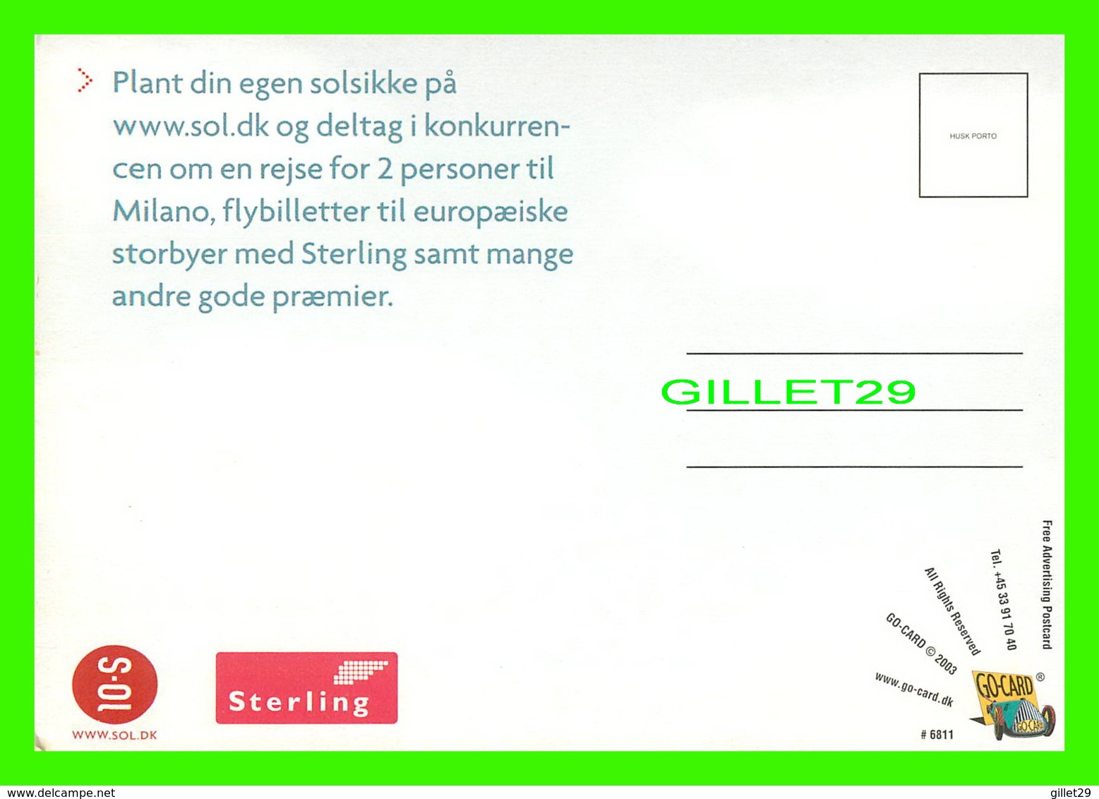 ADVERTISING, PUBLICITÉ - STERLING - OVER SKYERNE -  GO-CARD 2003 No 6811 - - Publicité