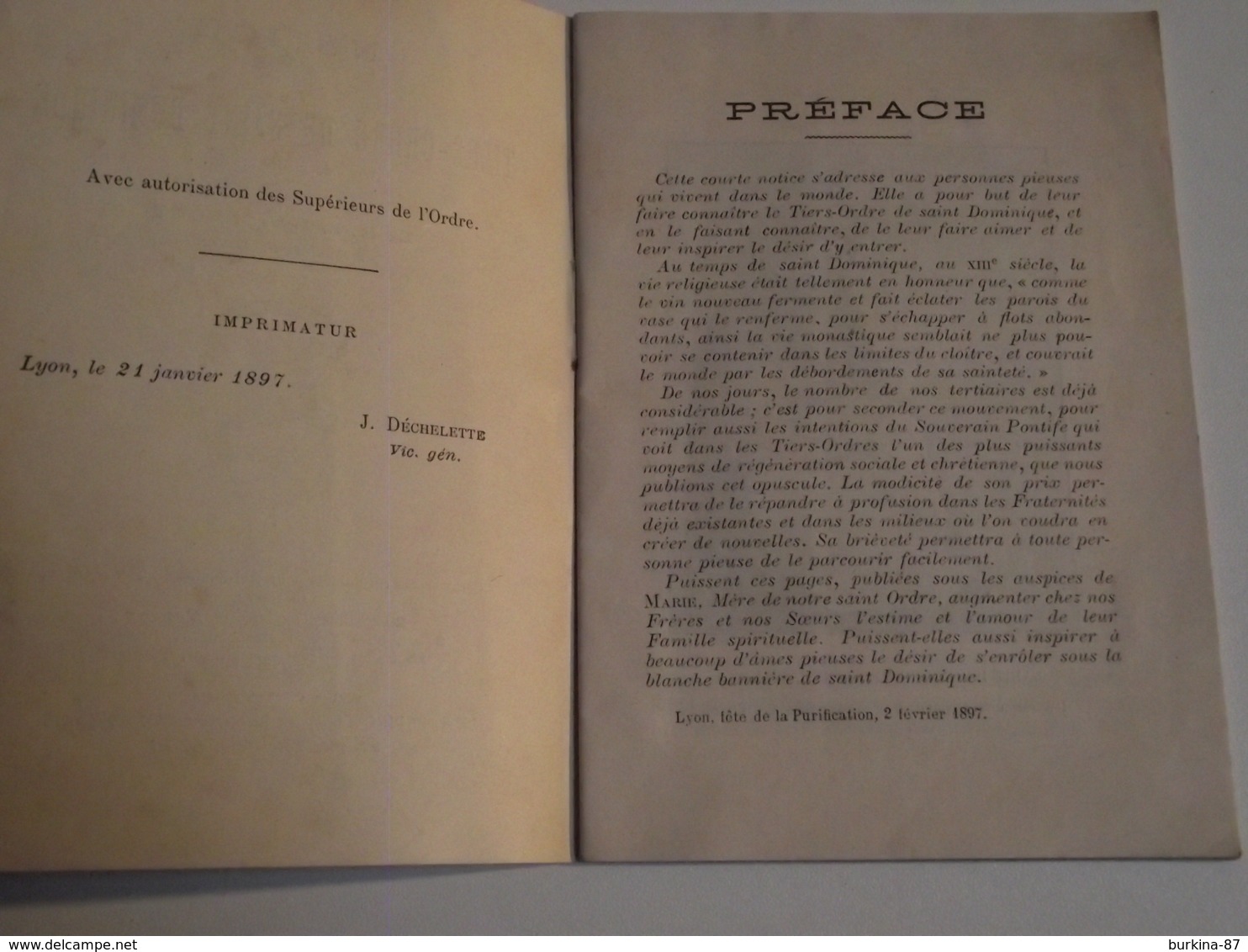 Notice Sur Le Tiers Ordre De Saint Dominique, 1897, Petit Fascicule - Religion & Esotericism