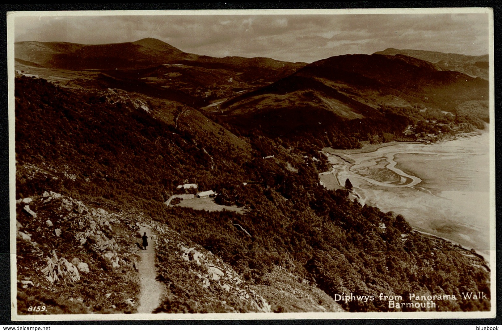 Ref 1278 - 1937 Real Photo Postcard - Diphwys From Panorama Walk Barmouth Merionethshire - Merionethshire