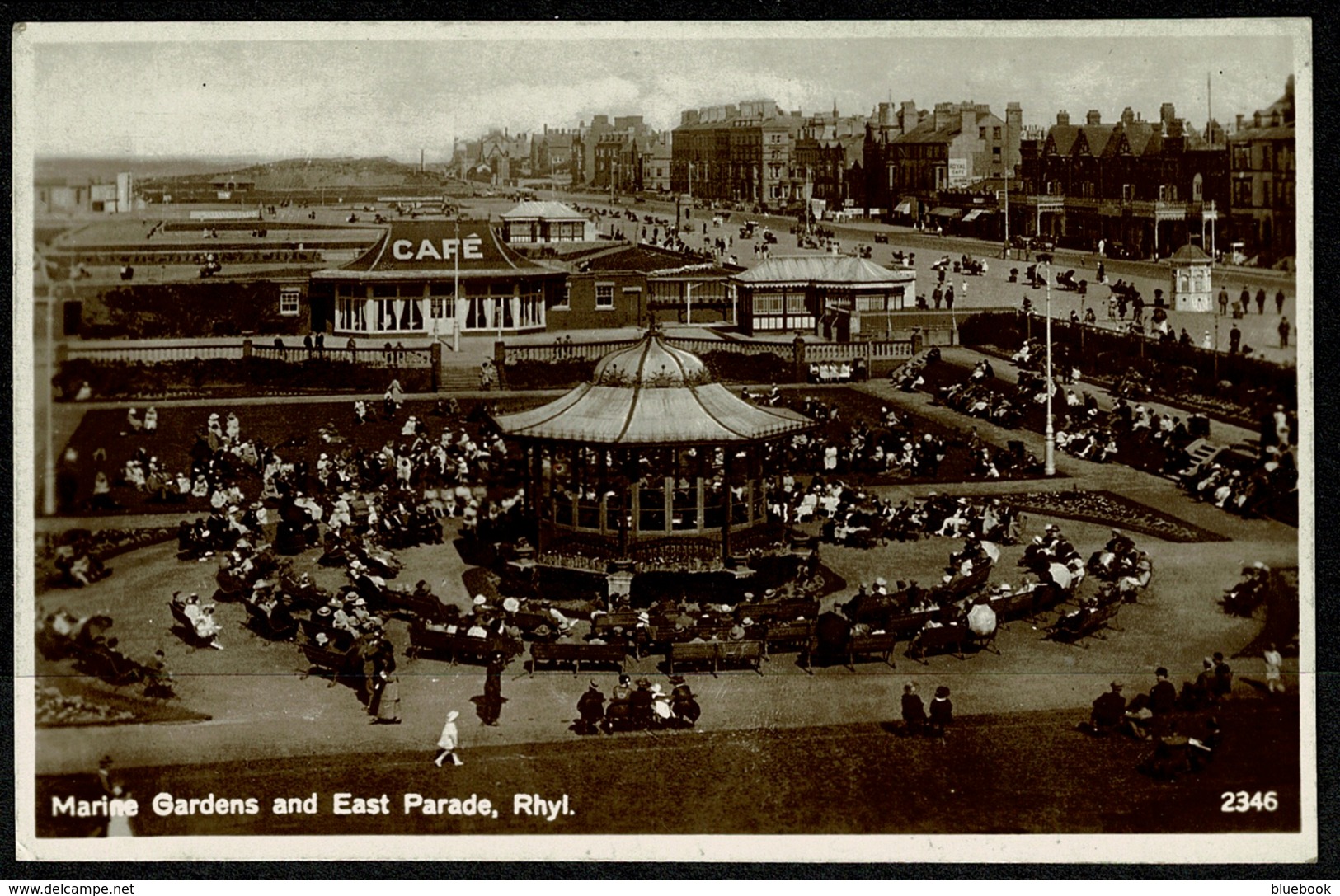 Ref 1278 - 1931 Real Photo Postcard - Cafe - Marine Gardens & East Parade Rhyl Flintshire - Flintshire