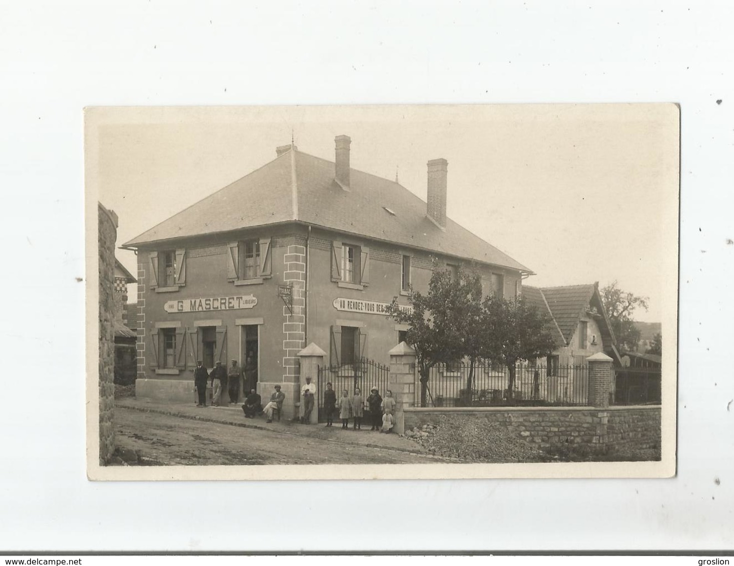 SAINTE CROIX (AISNE) RARE CARTE PHOTO  ANIMEE DU CAFE G MASCRET "AU RENDEZ VOUS DES TRAVAILLEURS" - Autres & Non Classés