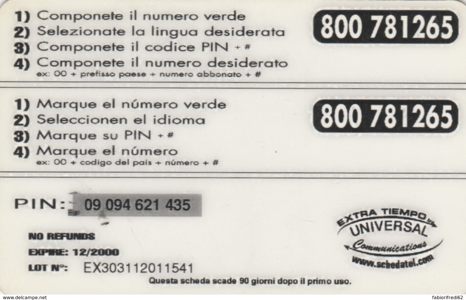 PREPAID PHONE CARD ITALIA  (PM2332 - Schede GSM, Prepagate & Ricariche