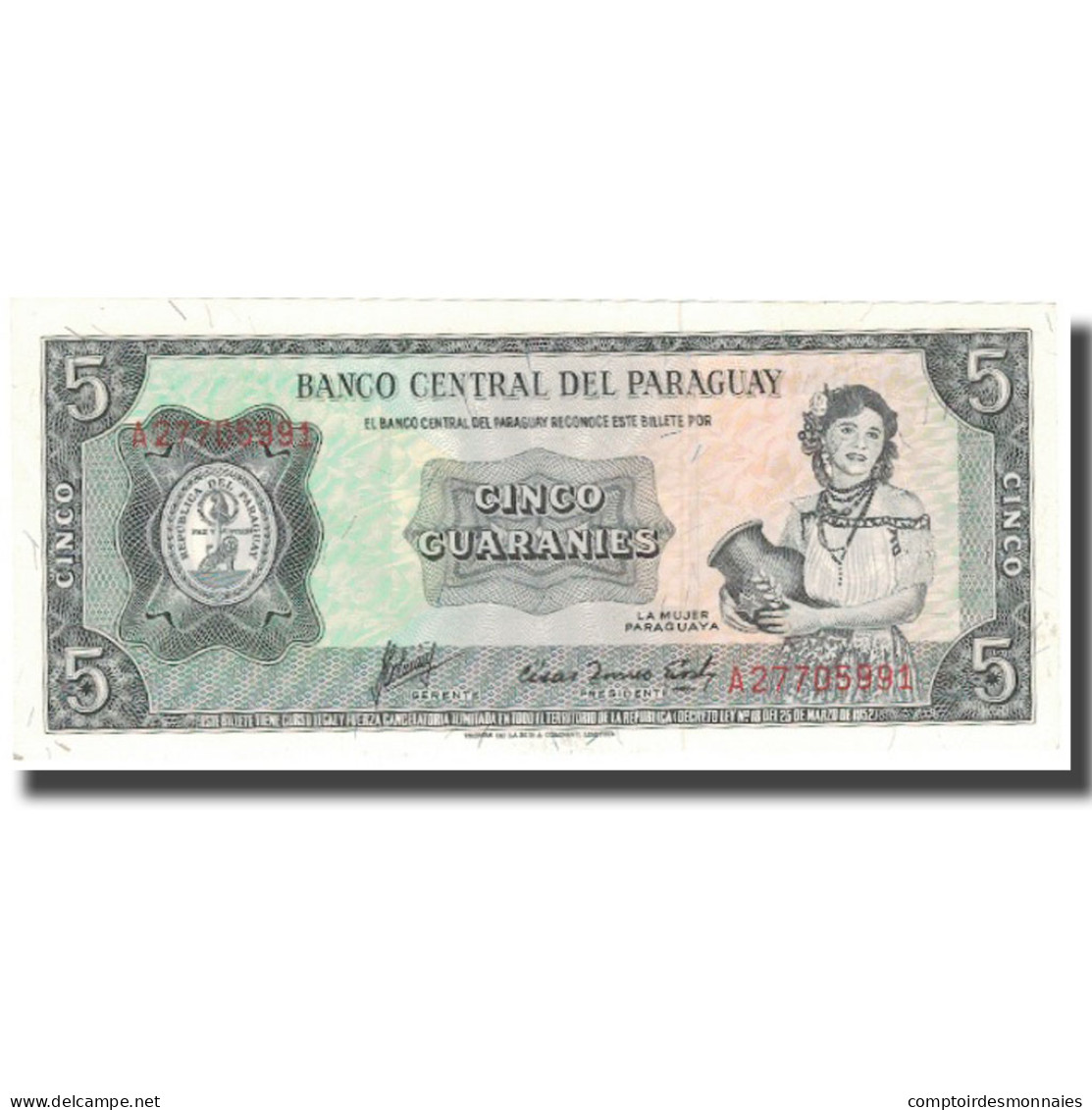 Billet, Paraguay, 5 Guaranies, KM:195b, NEUF - Paraguay