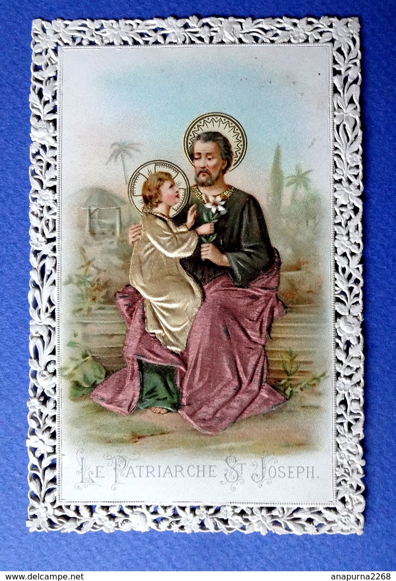 IMAGE.RELIGIEUSE...CANIVET.....RELIEF...SATIN     LE PATRIARCHE SAINT JOSEPH - Images Religieuses