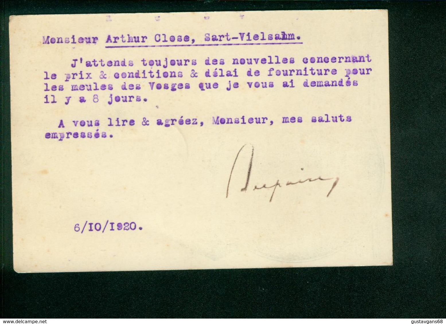 Postkarte, A. Belpaire - Royon, Firmenpostkarte, Roulers, Roeselare, Gel. 1920 Nach Vielsalm (6168) - Roeselare
