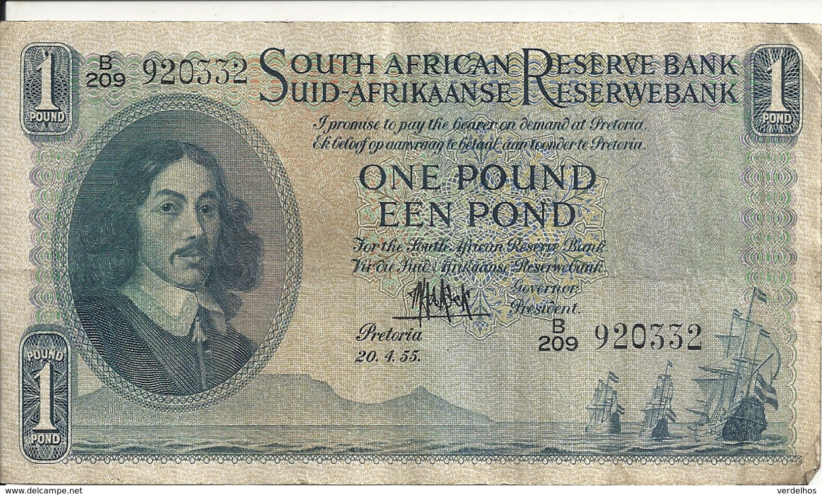 AFRIQUE DU SUD 1 RAND 1955 VF P 92 D - Afrique Du Sud