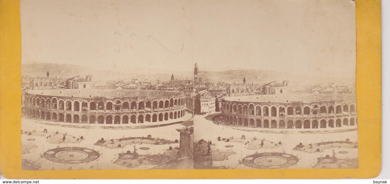 NOT PC  ~   ITALIA  --   ARENA DI VERONA  ~~  OLD STEREO PHOTO  ~ 17,8 Cm X 8,7 Cm  ~ YEAR 1850 ~ 1870 - Stereoskope - Stereobetrachter