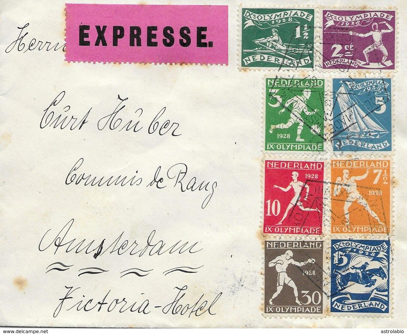 Jeux Olympiques, à Amsterdam 1928 Serie Complete Sur Lettre Express Yvert 199/206 Voir 2 Scan - Ete 1928: Amsterdam