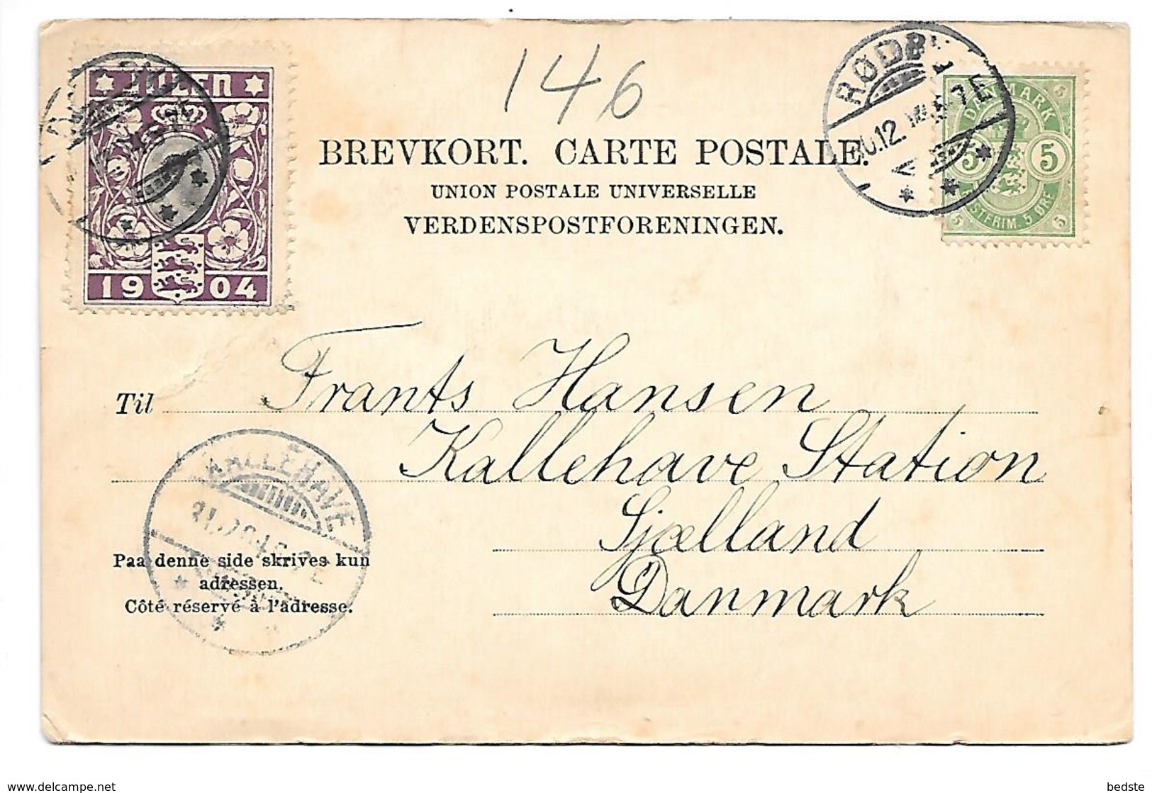 Denmark - The First Danish Christmas Seal 1904 Tied To Postcard (Norway) - Rødby 1904 - Lettres & Documents