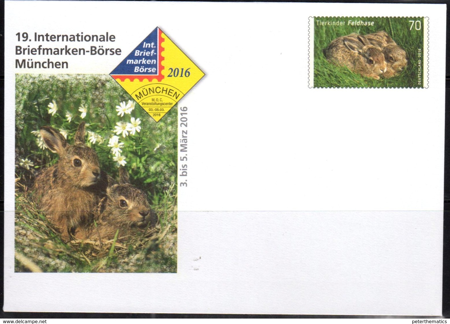 GERMANY, 2016, MINT POSTAL STATIONERY, PREPAID ENVELOPE, FAUNA, RABBITS - Lapins