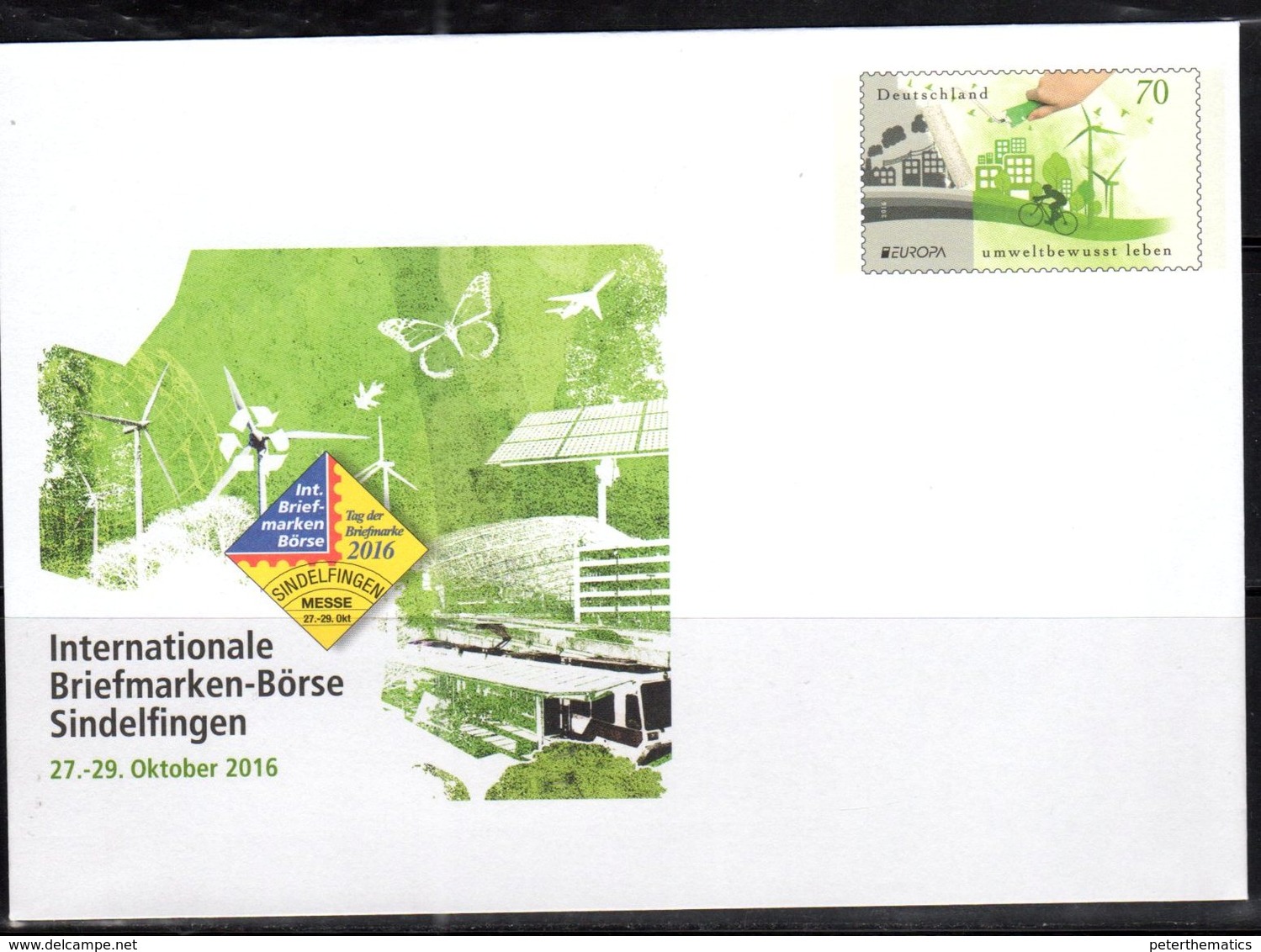 GERMANY, 2016, MINT POSTAL STATIONERY, PREPAID ENVELOPE, EUROPA, ENVIRONMENT, BUTTERFLIES, WIND ENERGY, TRAMS - 2016