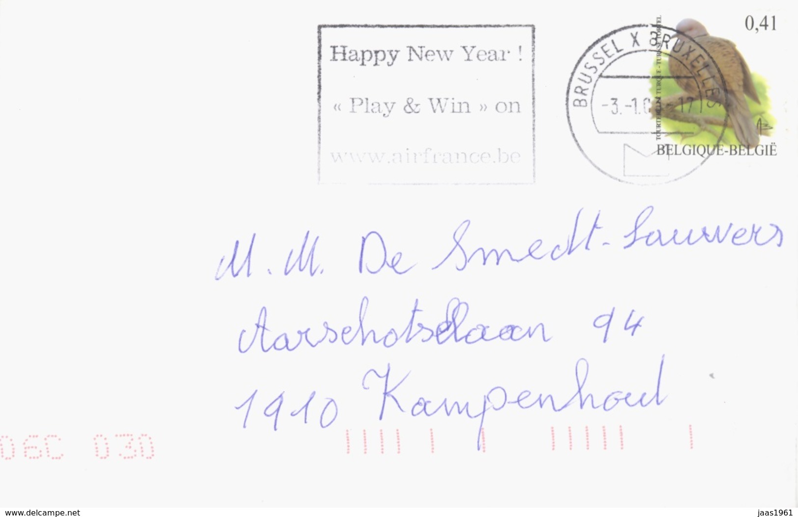 BELGIUM. POSTMARK BRUSSELS. HAPPY NEW YEAR - Otros & Sin Clasificación