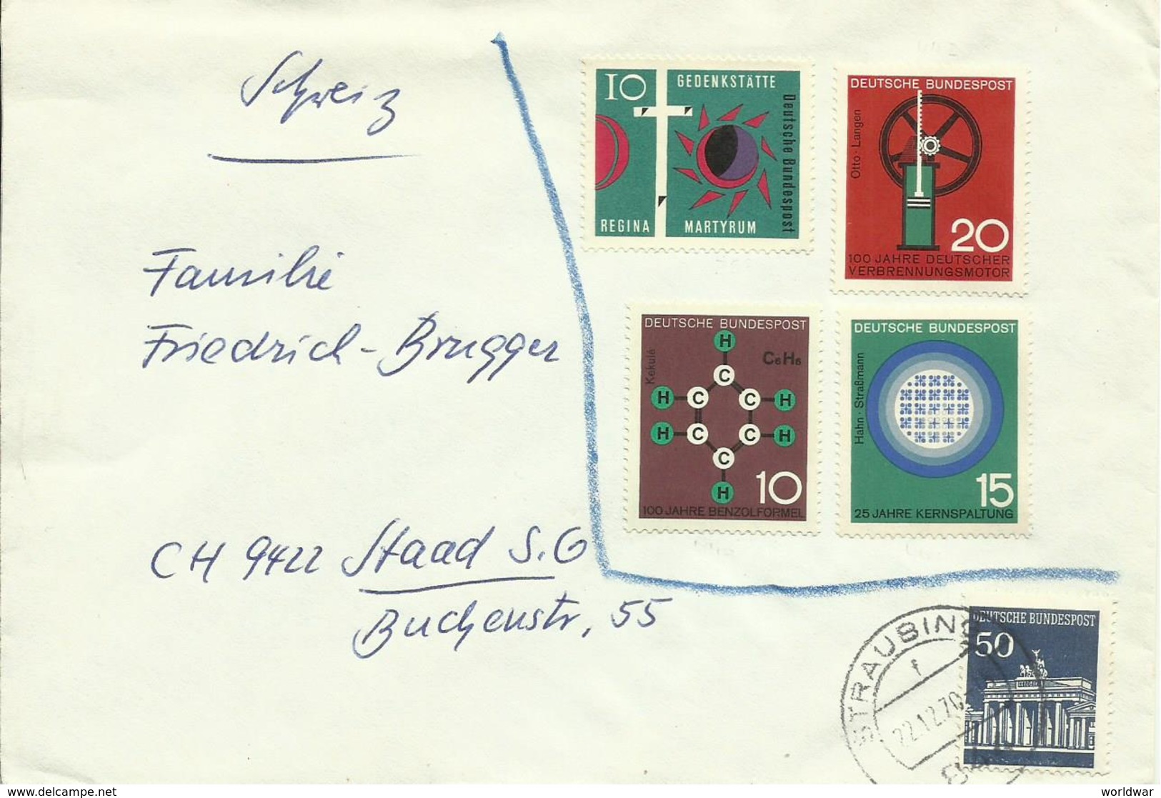 1970 Brief Von Straubing Nach Staad (CH) Mit Ungültige Briefmarken, Nachfrankiert - Macchine Per Obliterare (EMA)