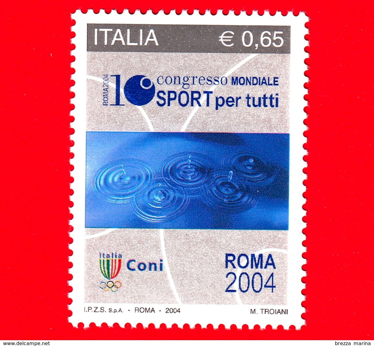 Nuovo - MNH - ITALIA - 2004 - 10º Congresso Mondiale Dello Sport Per Tutti -  0,65 - Specchio D'acqua Con Cerchi O - 2001-10: Ungebraucht