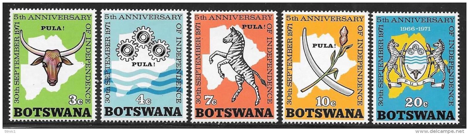 Botswana, Scott # 75-9 MNH Independence Anniv., 1971 - Botswana (1966-...)