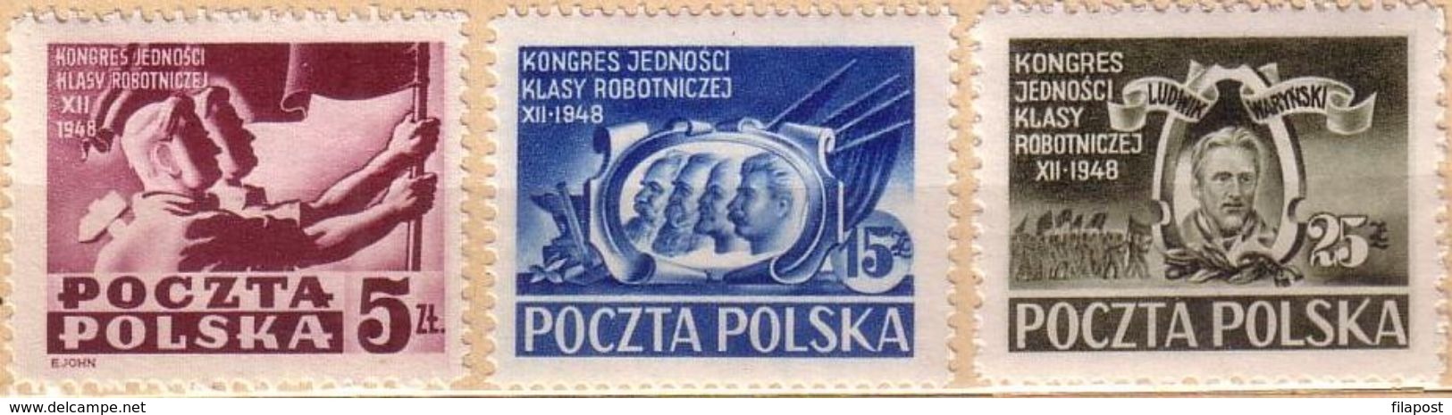 Poland 1948 Mi 508 - 510, Congress Of The Socialist Labor Party. Warynski, Flag. MNH ** - Nuevos