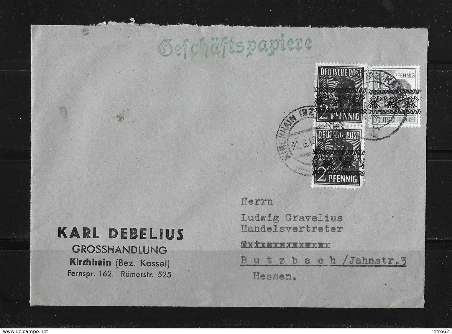 1948 ALLIIERTE BESETZUNG → Brief Kirchhain (Karl Debelius) Nach Butzbach - Autres & Non Classés