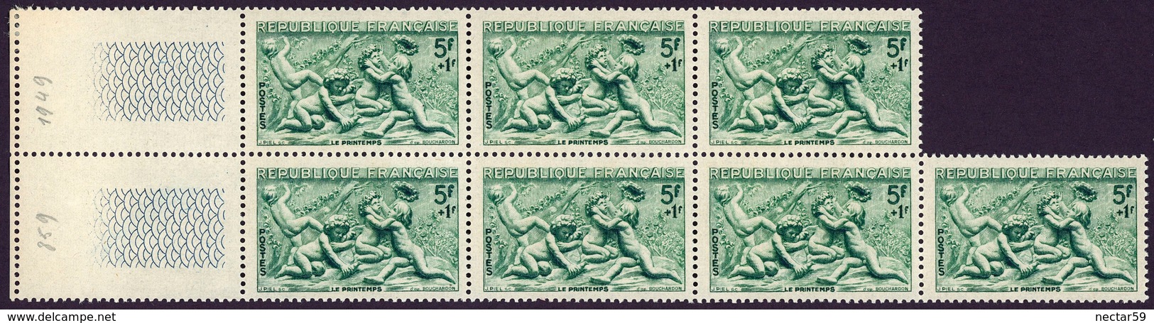 FRANCE 1949 Y&T 859 Le Printemps BLOC NEUF MNH** Edme Bouchardon, Sculpteur, Fontaine Paris - Nuovi