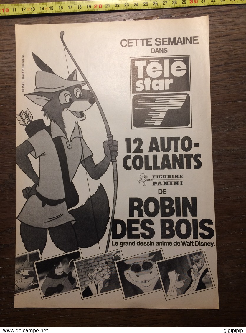 PUB PUBLICITE ALBUM AUTOCOLLANTS PANINI ROBIN DES BOIS TELE STAR NOIR ET BLANC - Collections